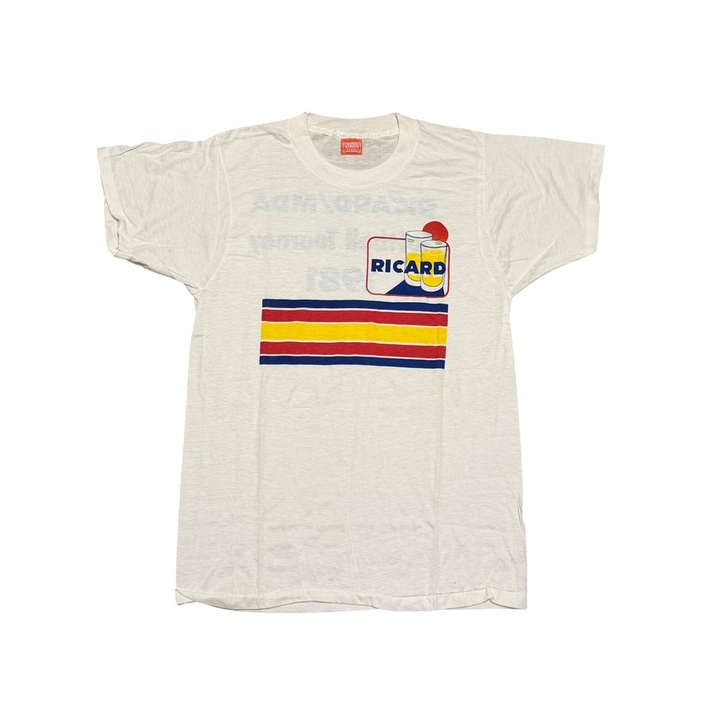Vintage 1981 Ricard MDA Softball Tourney T-Shirt Super Screen Stars White Large